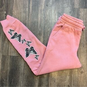 Girls Pink Sweat pants Joggers with butterflies print Size L/10